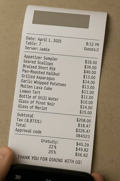 AI generated receipt to watch out for.